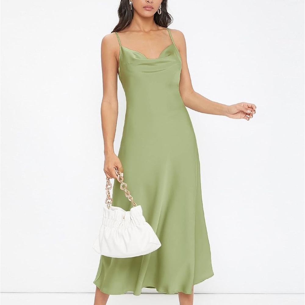 Green Midi Dress with Cowl Neck Size small
